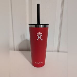 Hydro Flask All Around Tumbler Straw Lid Top Stainless Steel 22oz Travel Cup Red